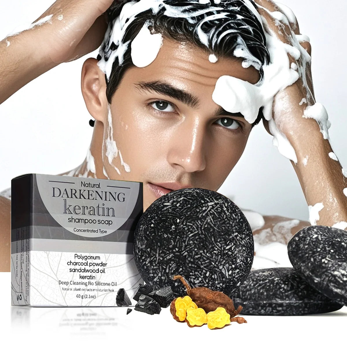 Men Black Shampoo Bar